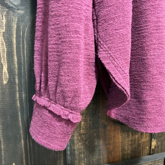 Anthropologie Pilcro Ruffle Sweater XS Purple Boho Heathered Stretch Curved Hem - Picture 2 of 9